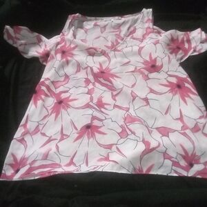 Floral Pink and White Blouse
